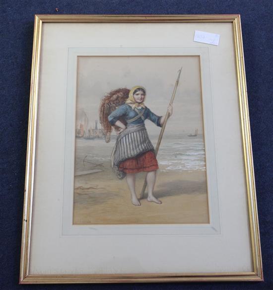 William Lucas (1840-1895) Fisherman and fishergirl 13 x 9.75in.